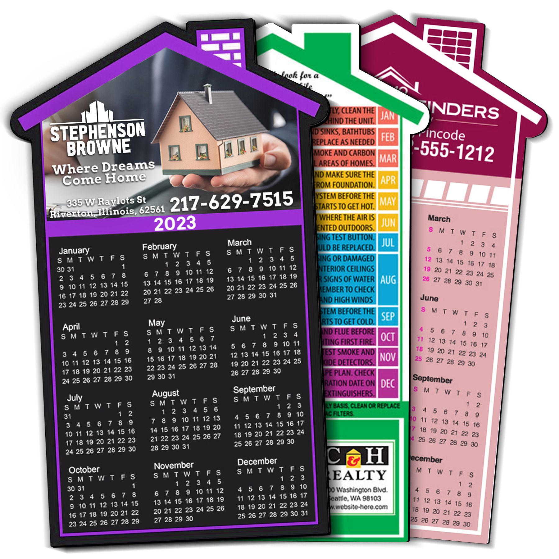 house shape calendar magnet